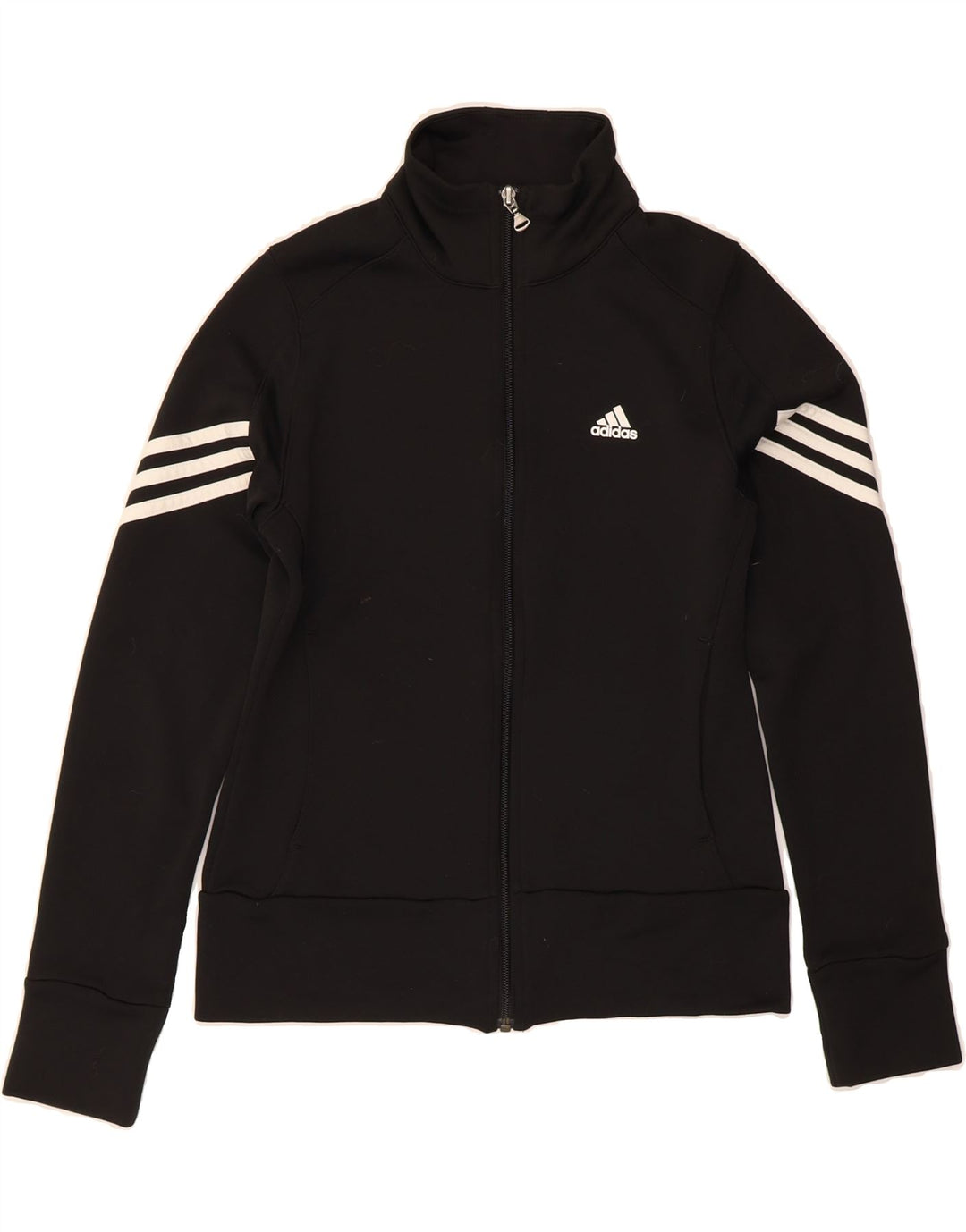 ADIDAS Womens Graphic Tracksuit Top Jacket UK 10 Small Black Polyester Vintage Adidas and Second-Hand Adidas from Messina Hembry 