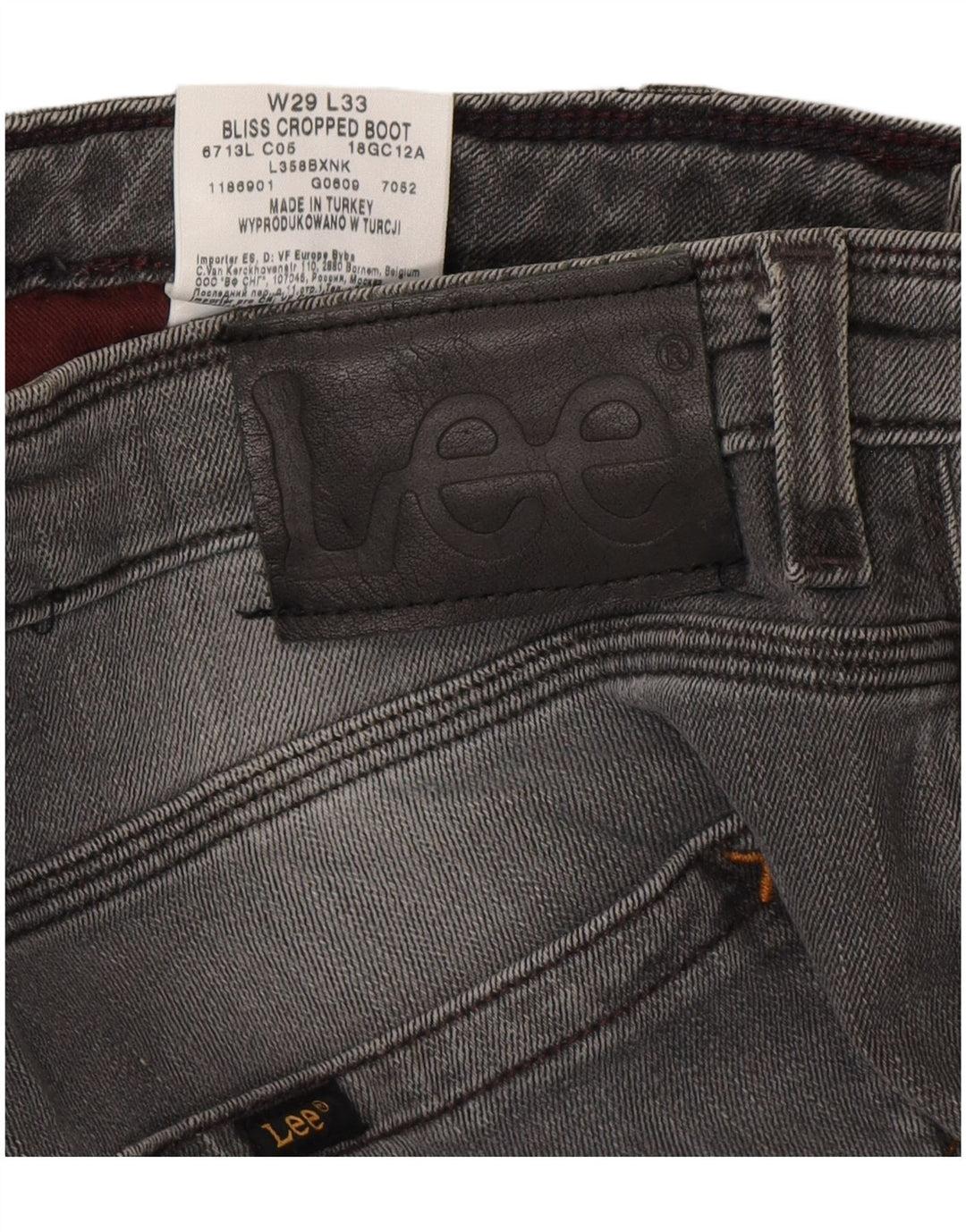 Jeans LEE da donna Bliss Crop Bootcut W29 L28 cotone grigio