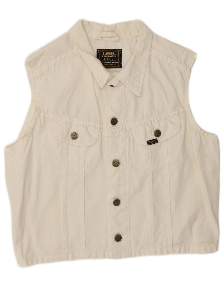 Gilet corto da donna LEE UK 16 grande in cotone bianco sporco