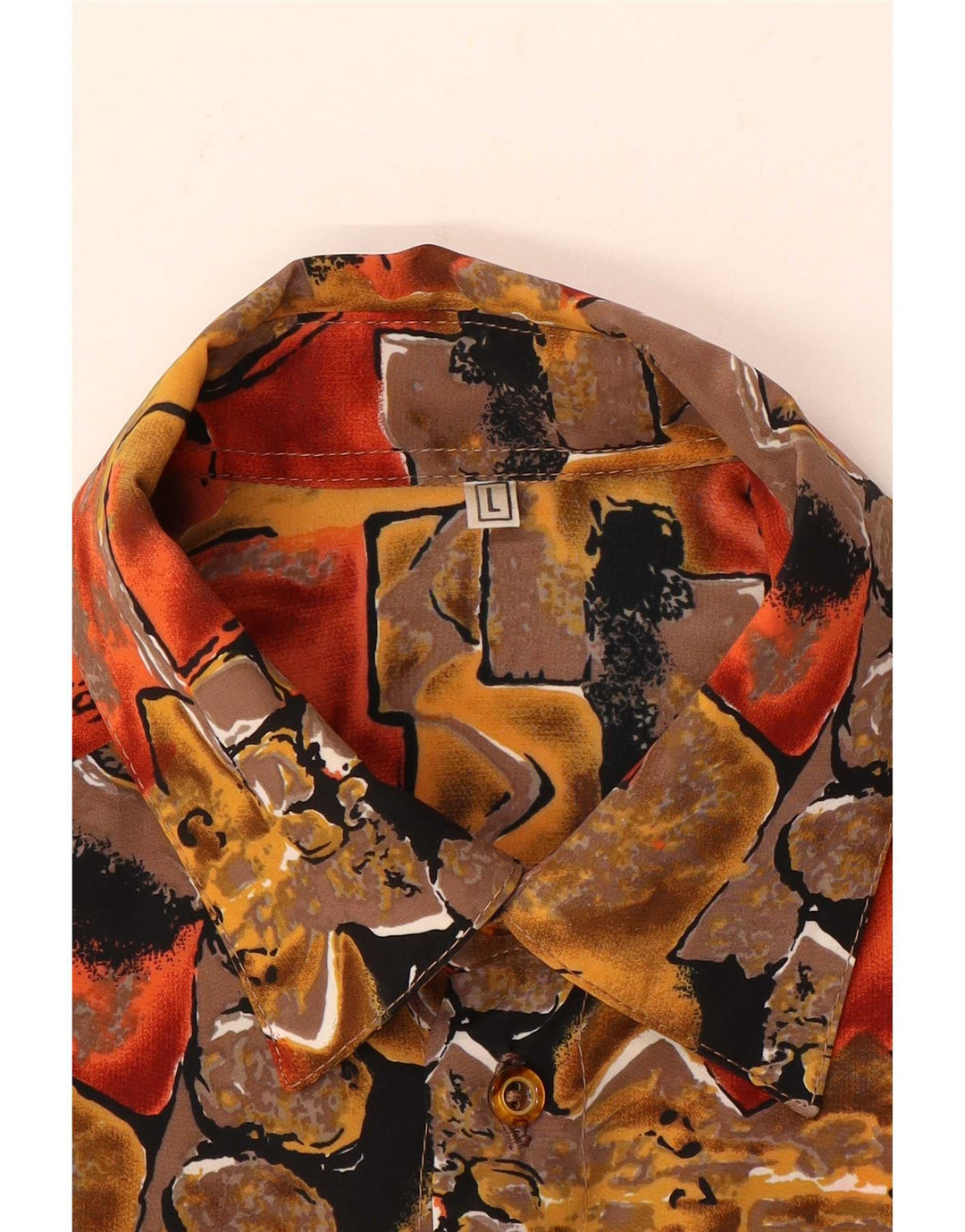 Camicia a maniche corte vintage da uomo con motivo astratto, grande, multicolore