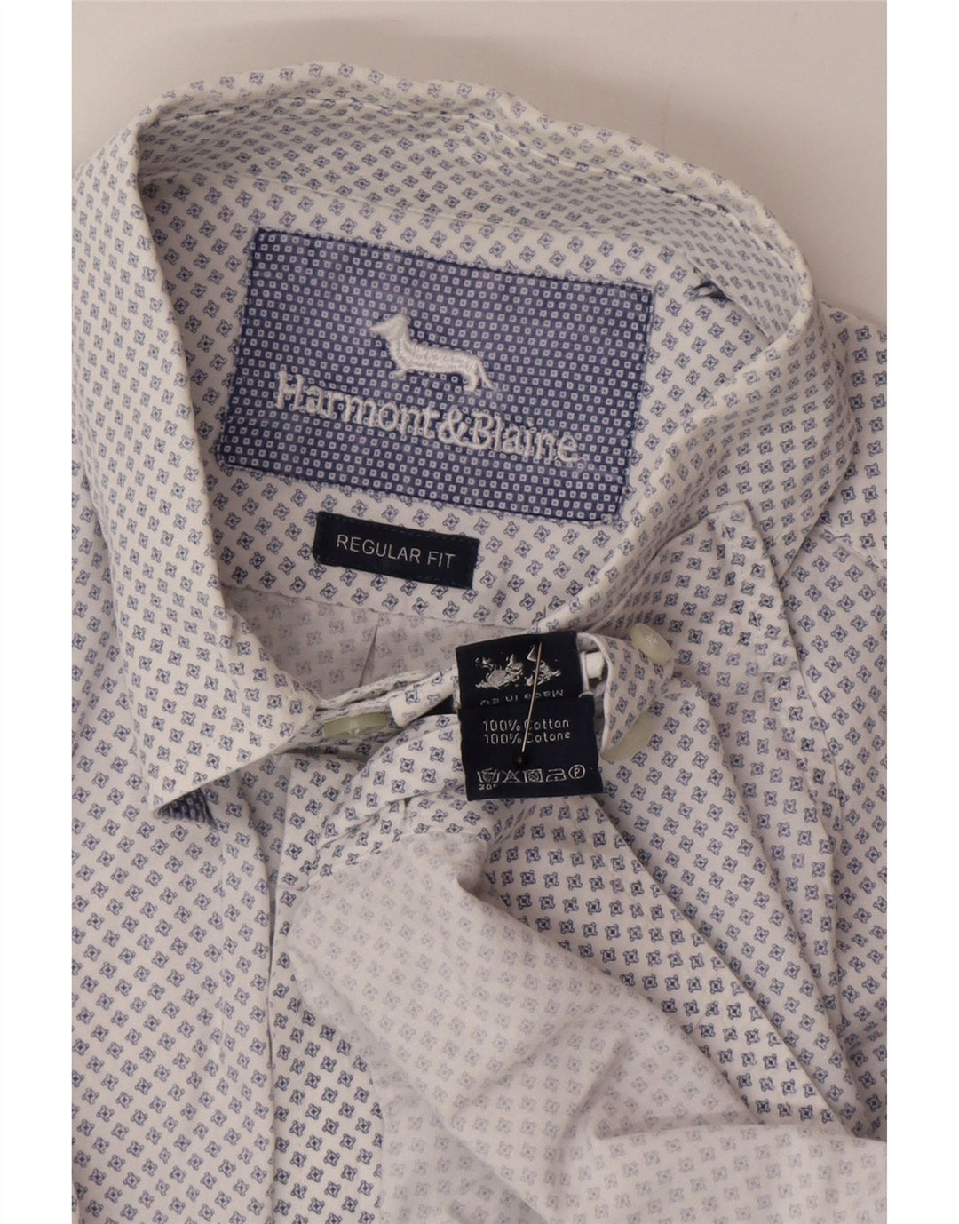 Camicia da uomo Regular Fit Harmont & Blaine in cotone maculato blu medio