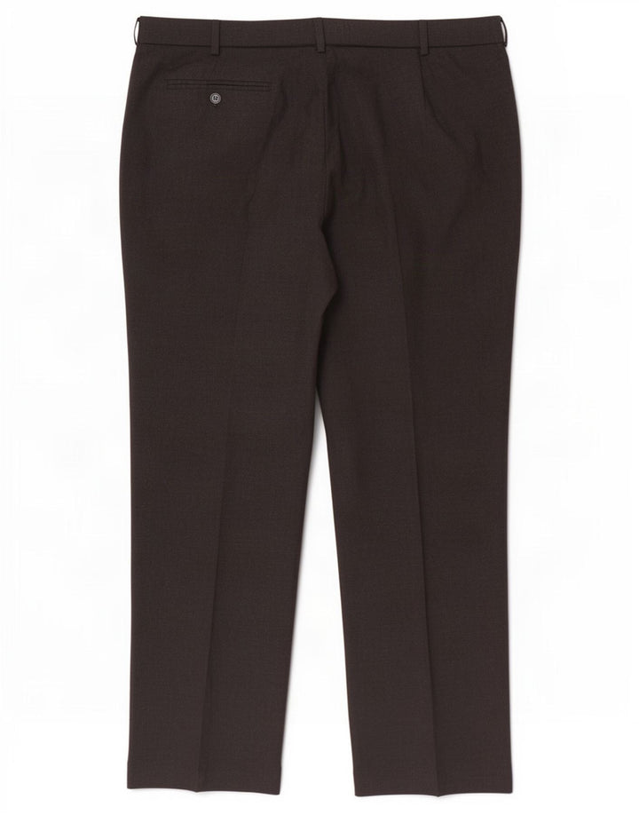 Pantaloni da abito dritti da uomo Marks & Spencer W42 L33 poliestere nero