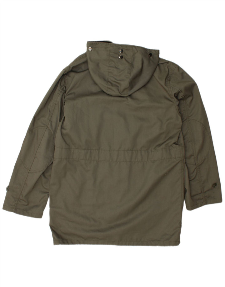 Giacca Parka vintage da uomo con cappuccio IT 46 Small Khaki