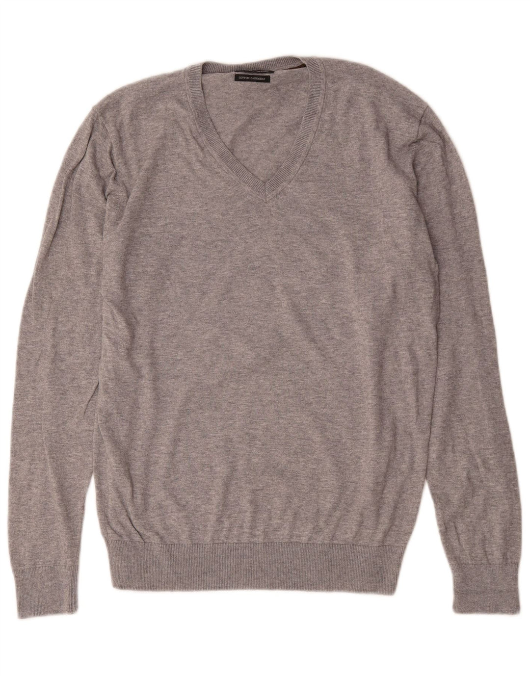 Maglione Zara da uomo con scollo a V, grande cotone chiazzato grigio