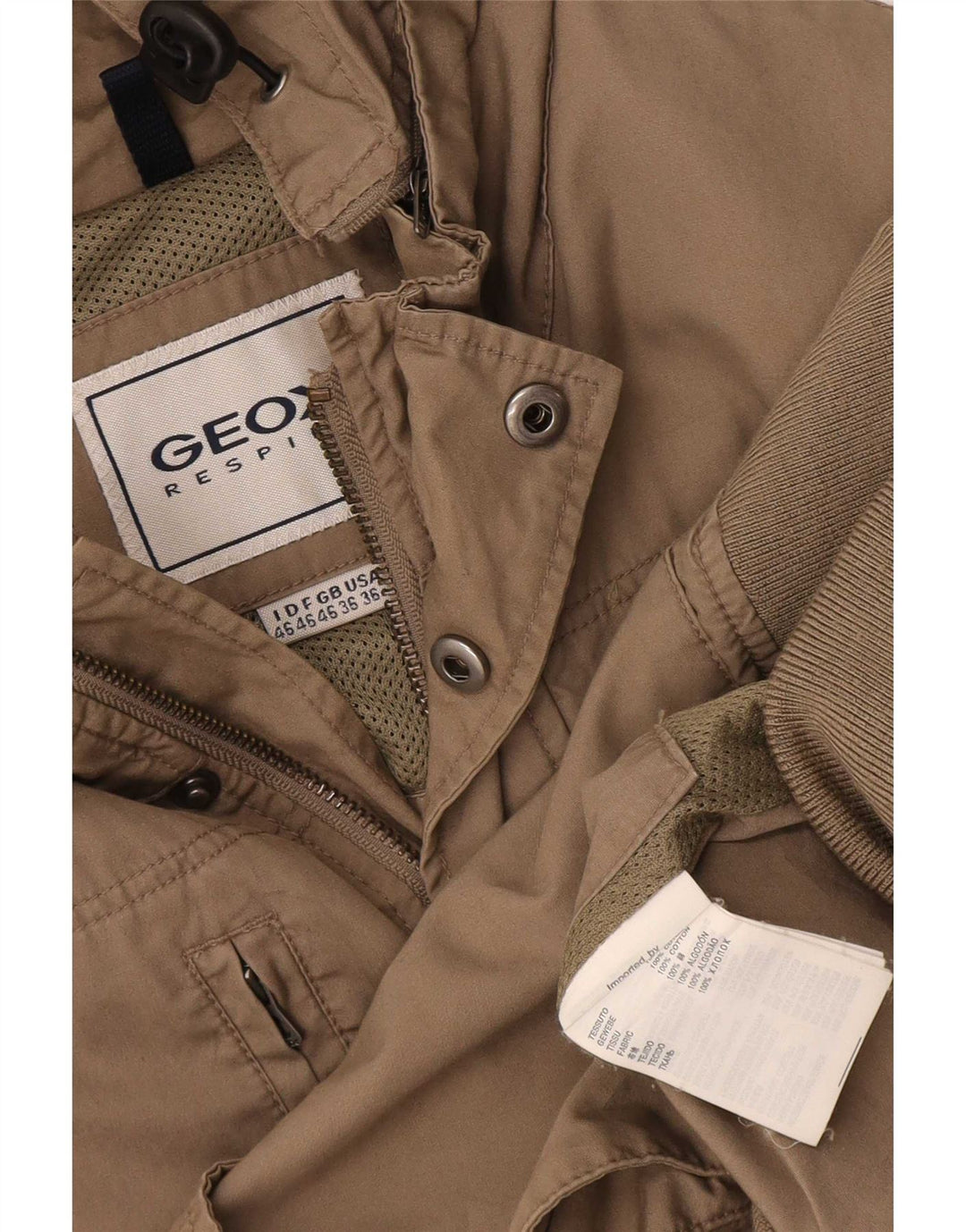 Geox Giacca da uomo con cappuccio Utility UK 36 Small Beige Cotton