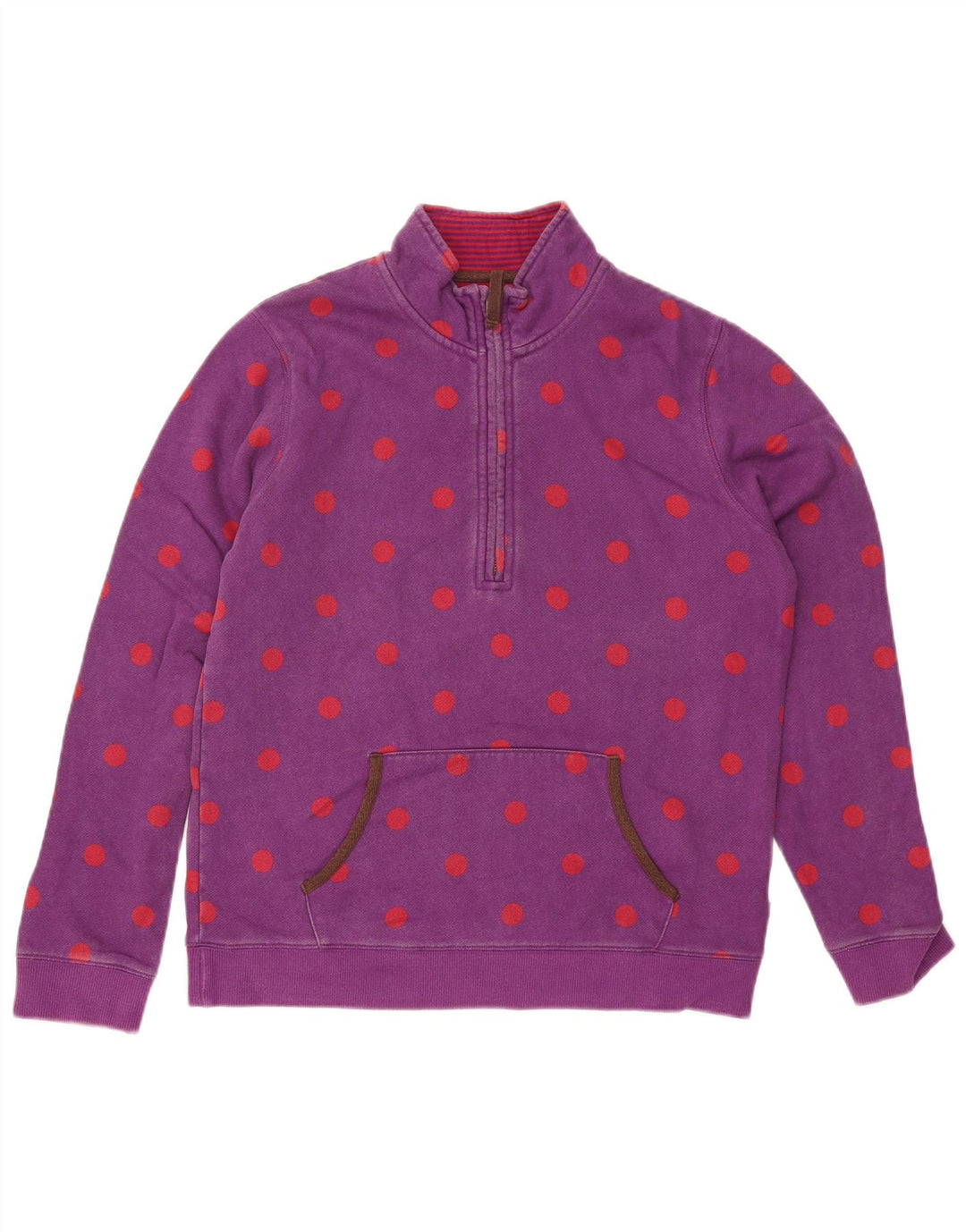BODEN Felpa da donna con collo con zip, maglione UK 12, pois viola medio