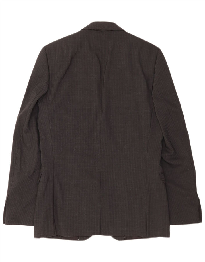 Giacca blazer da uomo a 2 bottoni Dkny UK 38 Lana gessata grigio medio
