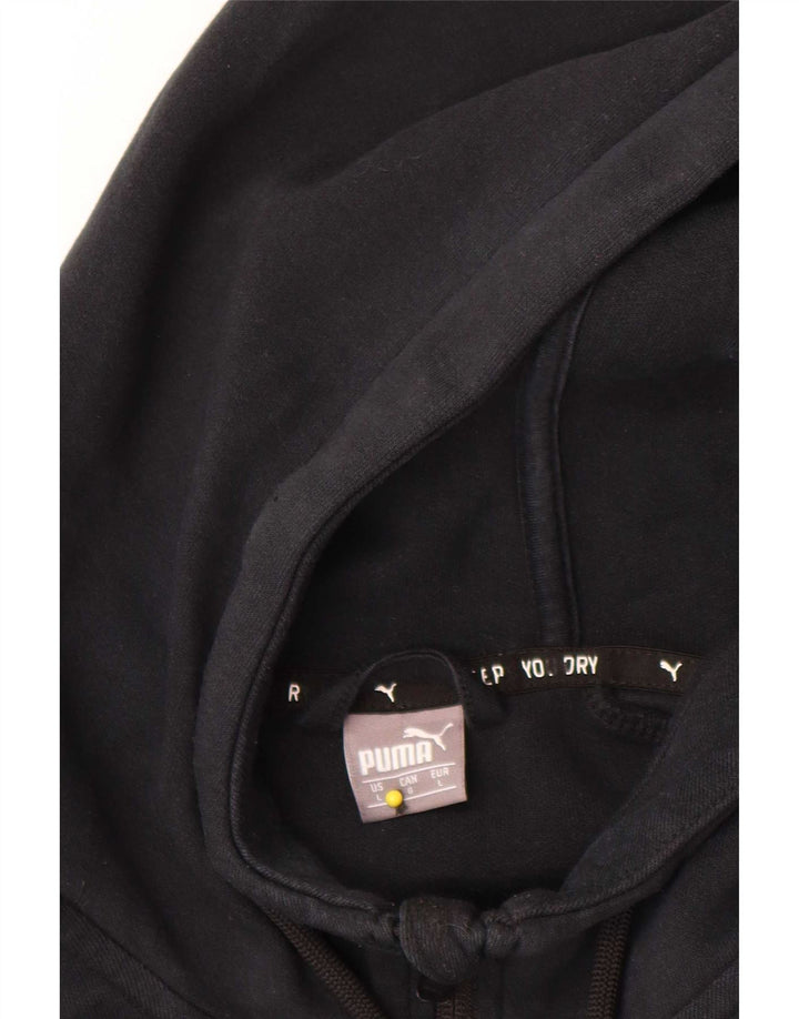 Felpa con cappuccio e zip da uomo Puma grande in cotone nero