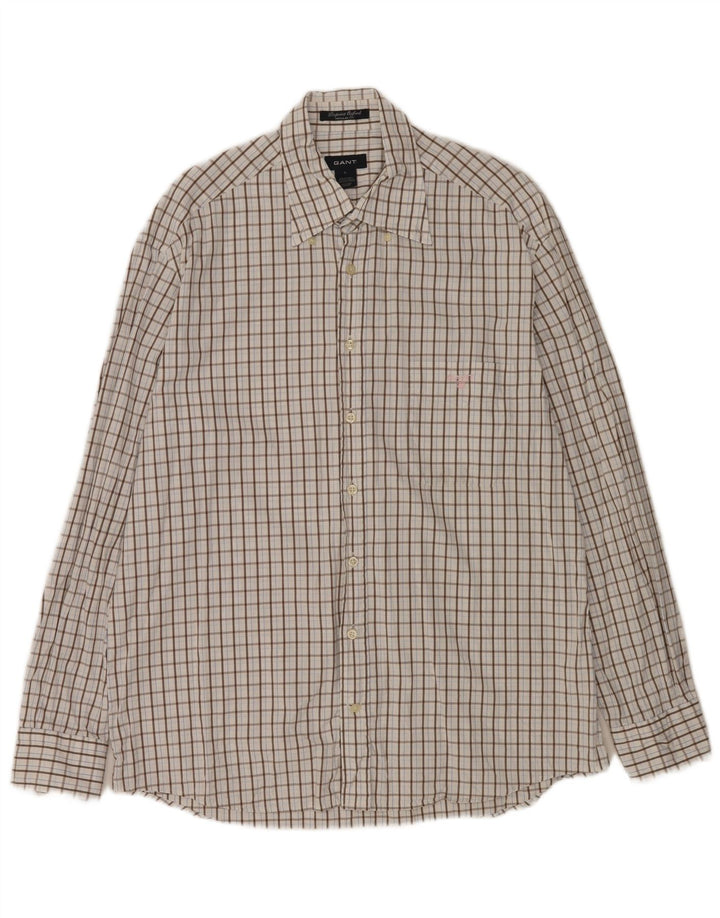 Gant Camicia da uomo vestibilità regolare in cotone a quadri bianchi grandi