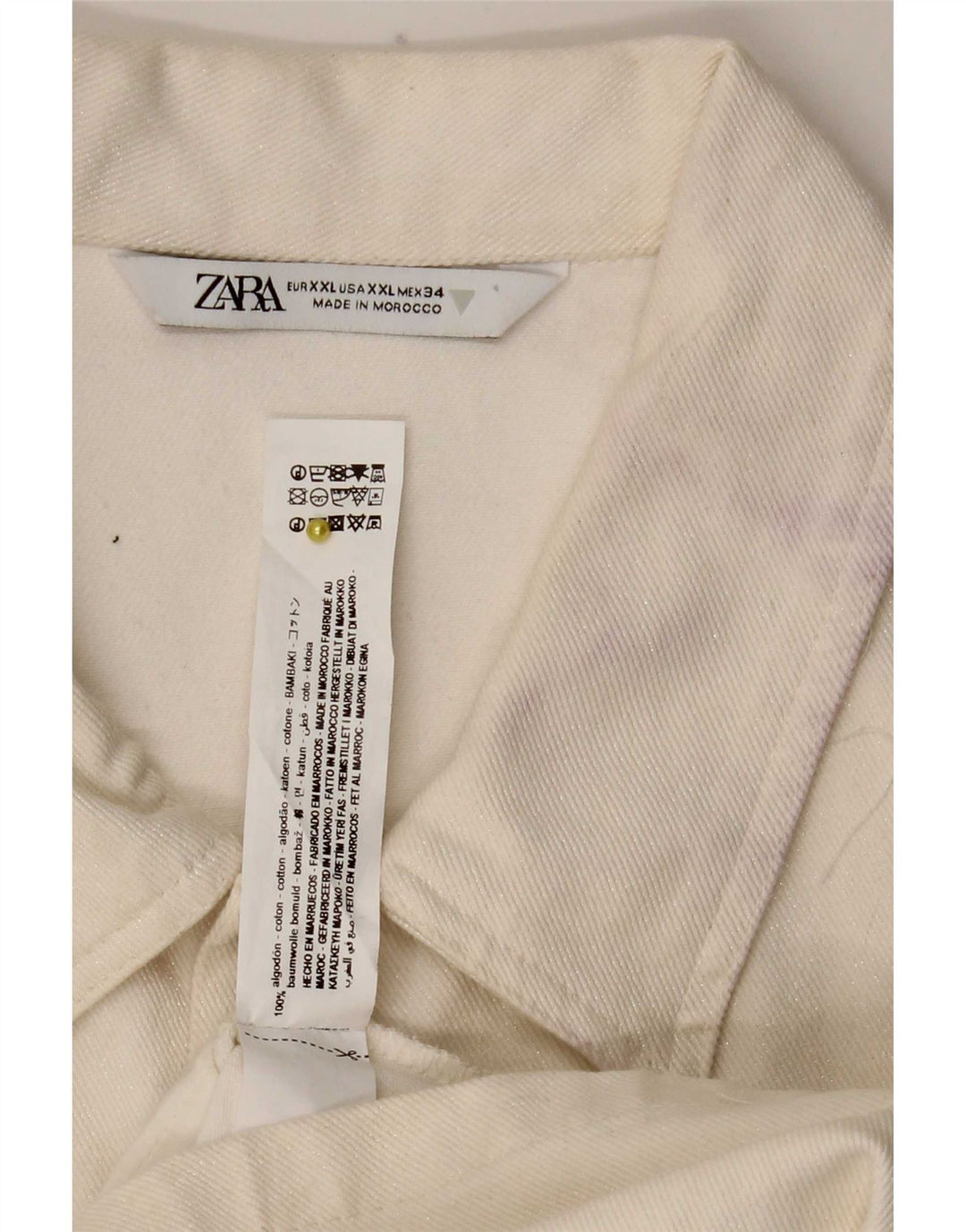 Tutina corta in denim da donna Zara UK 20 2XL cotone bianco