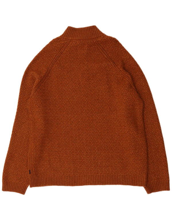 Maglione maglione con zip da uomo Fat Face 3XL marrone Chevron
