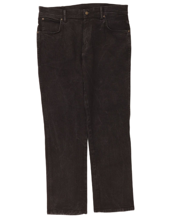 Jeans dritti da uomo Wrangler vestibilità regolare W36 L32 cotone nero