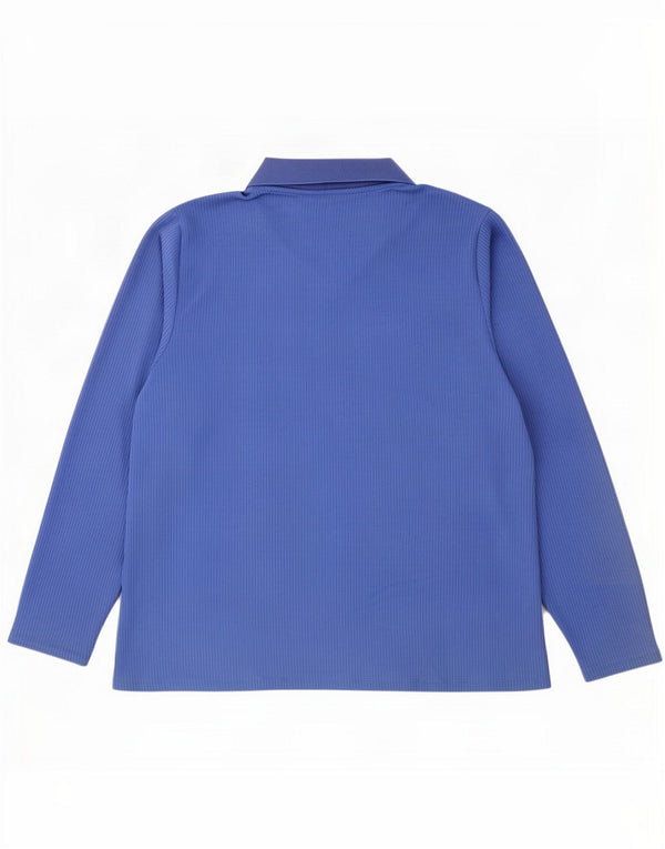 Marks & Spencer Womens Long Sleeve Polo Shirt UK 22 3XL Blue Polyester