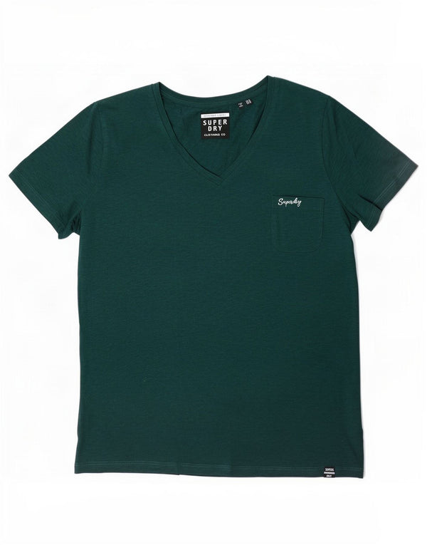 T-shirt da donna Superdry Top UK 14 grande cotone chiazzato verde
