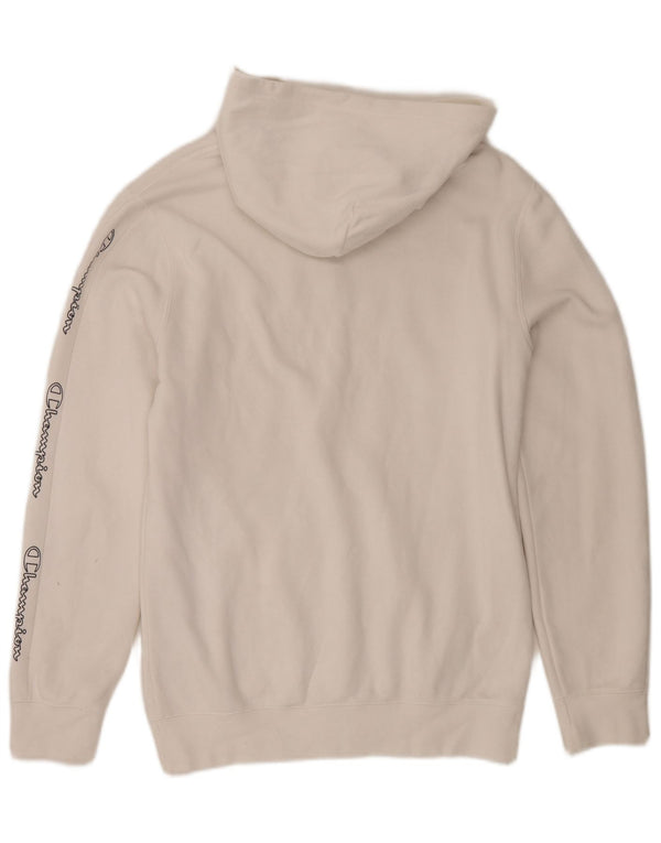 Maglione con cappuccio grafico da uomo Champion in cotone bianco medio