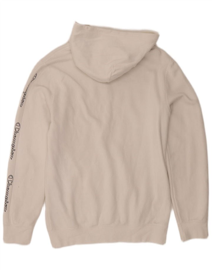 Maglione con cappuccio grafico da uomo Champion in cotone bianco medio