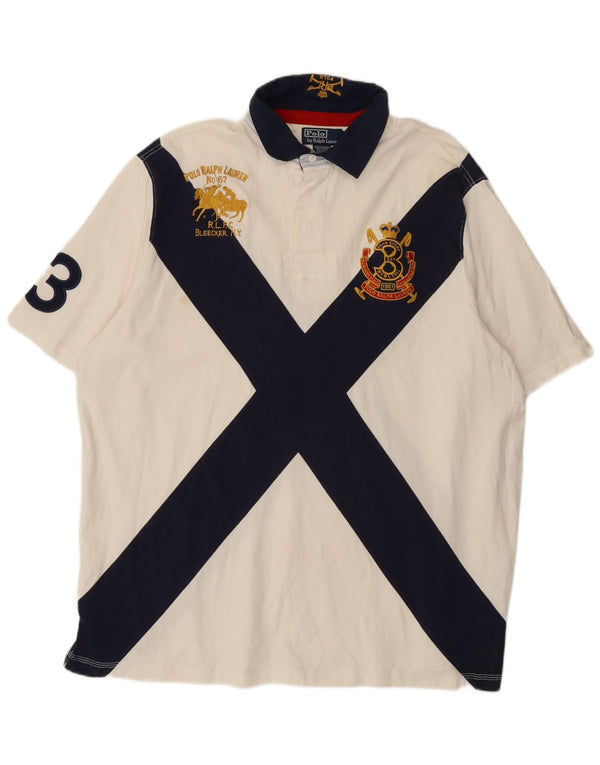 Polo Ralph Lauren Camicia grafica da uomo XL in cotone color block bianco