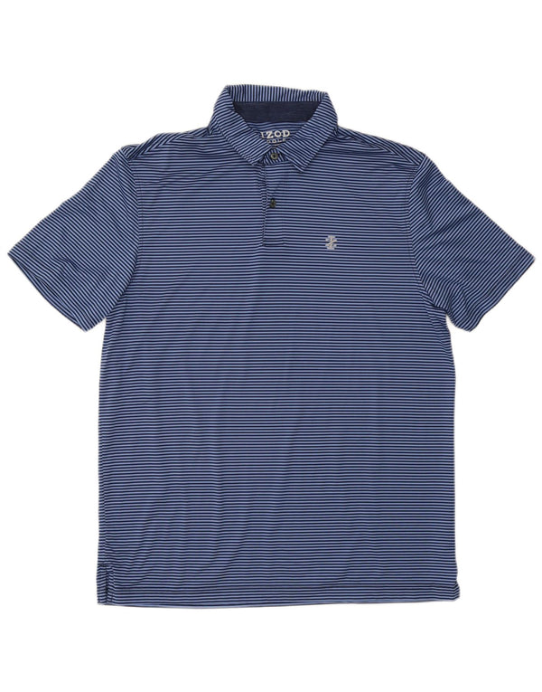 Polo da uomo Izod in poliestere gessato blu medio
