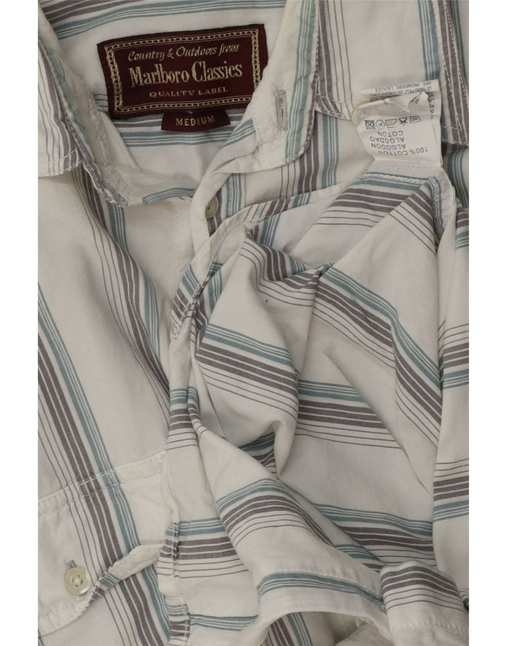 Camicia a maniche corte grafica da uomo Marlboro Classics a righe bianche medie