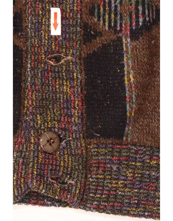 Maglione cardigan da uomo vintage marrone medio geometrico