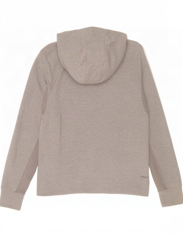 Maglione con cappuccio e zip da donna Adidas UK 12/14 Cotone grigio medio