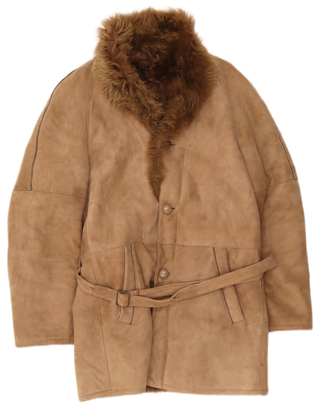 Cappotto vintage da uomo in shearling IT 46 piccolo beige