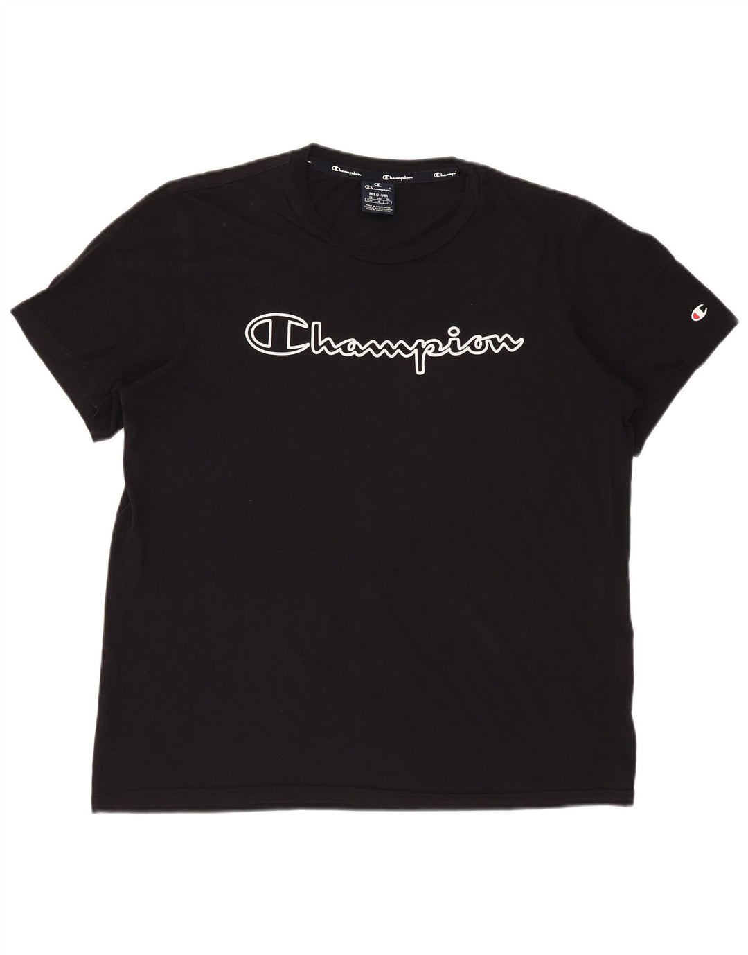 T-shirt grafica da uomo Champion Top in cotone nero medio