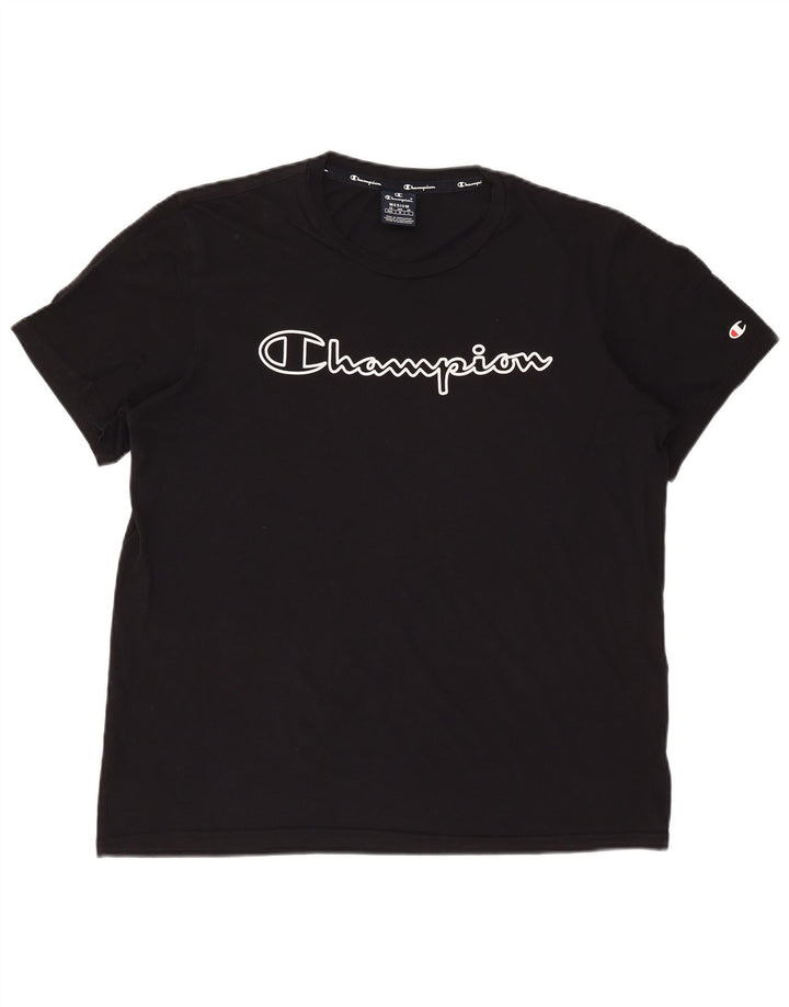 T-shirt grafica da uomo Champion Top in cotone nero medio