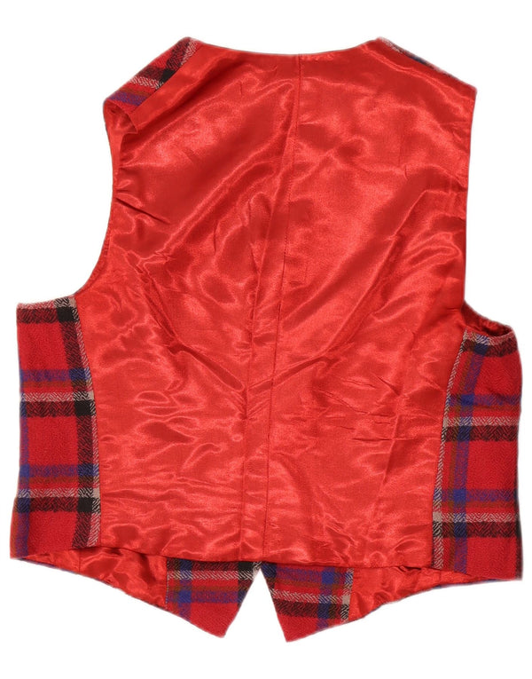 Gilet vintage da donna UK 14 a quadri rossi medi
