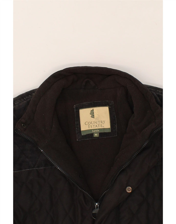 COUNTRY ESTATE Mens Quilted Jacket UK 38 Medium Black Polyester Vintage Country Estate and Second-Hand Country Estate from Messina Hembry 