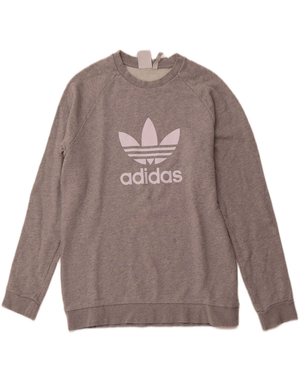 Felpa grafica da uomo ADIDAS, maglione sportivo in cotone grigio medio