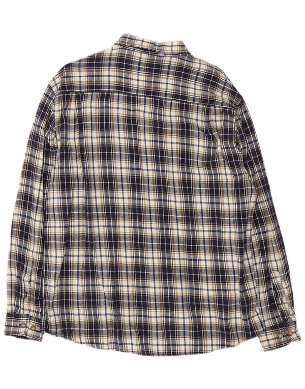 Camicia vintage da uomo in flanella XL in cotone a quadri blu navy