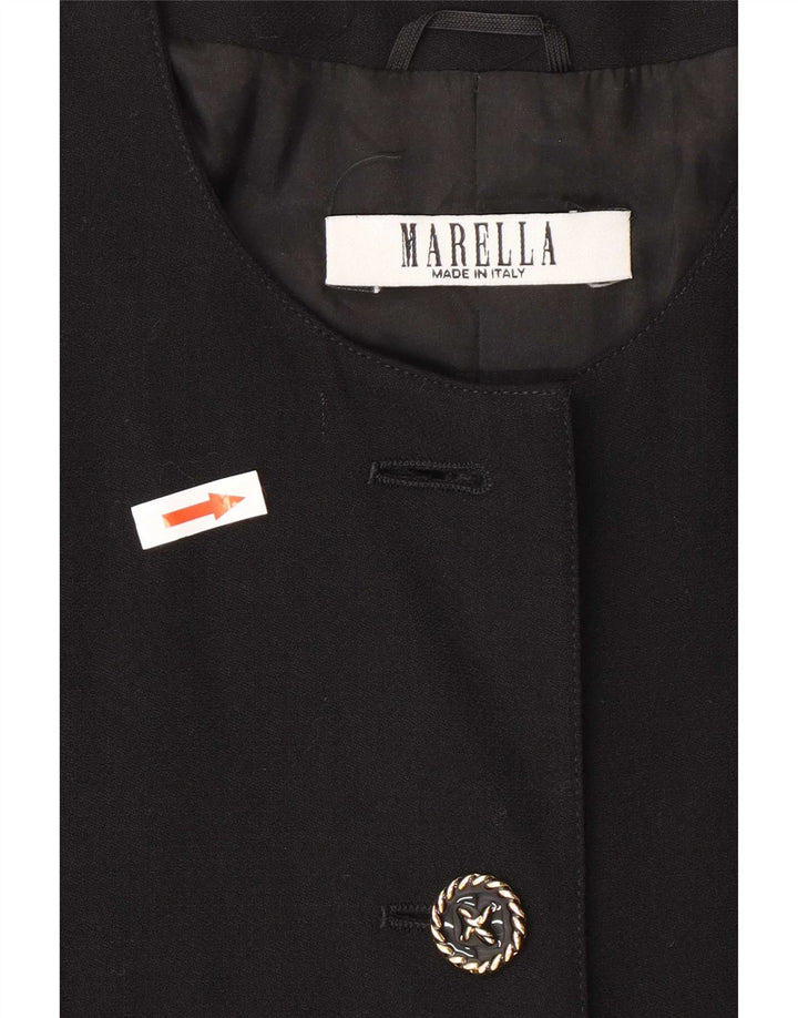 Giacca blazer da donna a 4 bottoni Marella UK 12 media nera in lana vergine