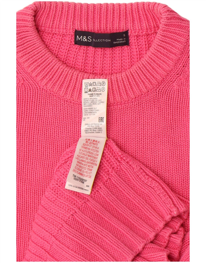 Maglione maglione girocollo oversize da donna Marks & Spencer UK 10 piccolo rosa