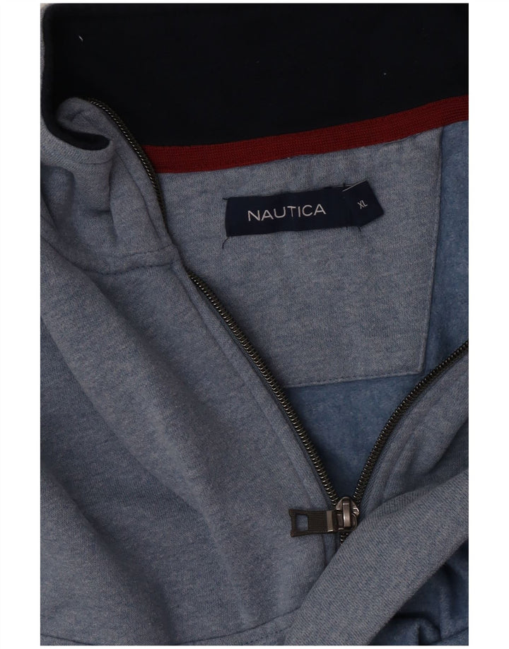 Felpa da uomo con collo con zip Nautica, maglione XL blu