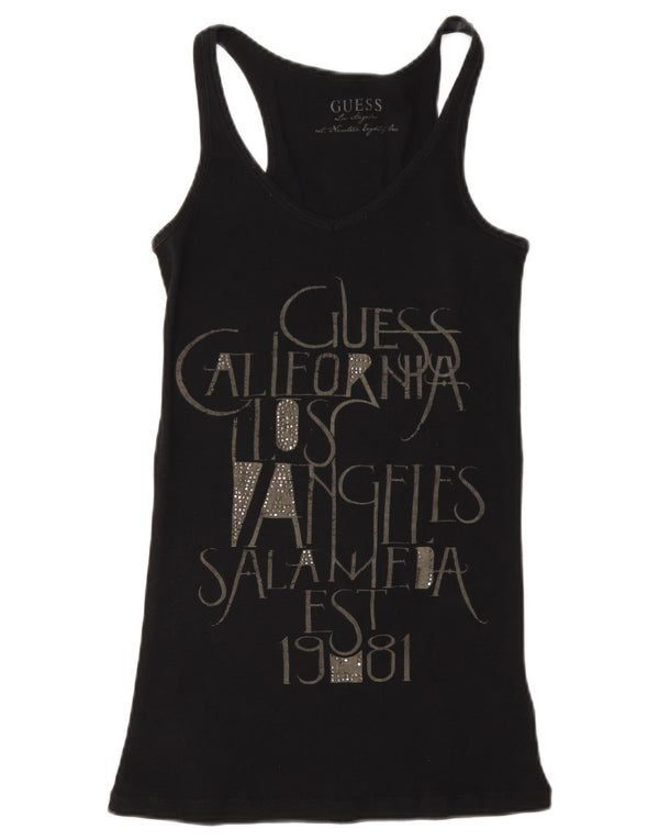 Canotta grafica da donna Guess UK 8 piccola in cotone nero