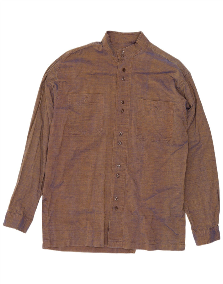 Camicia vintage da uomo in cotone marrone medio