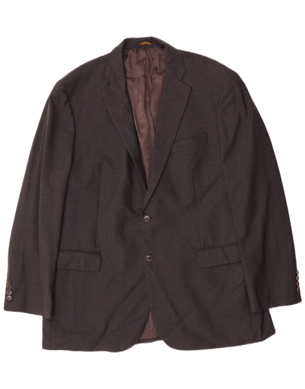Giacca blazer a 2 bottoni lunga da uomo Brooks Brothers UK 46 3XL lana grigia