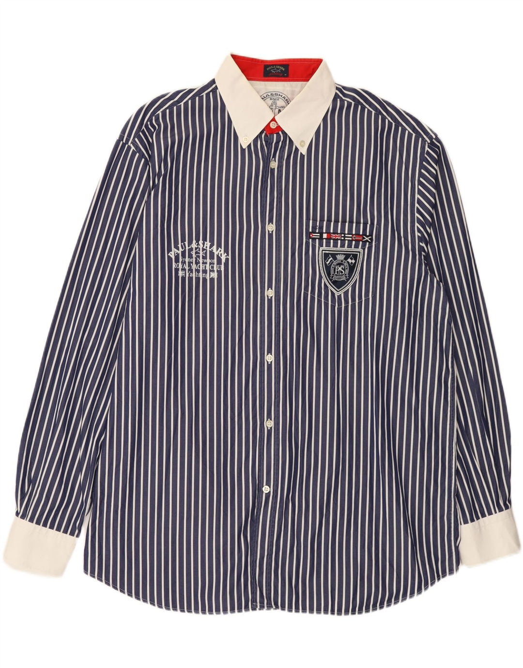 Camicia grafica da uomo Paul & Shark taglia 46 2XL a righe blu navy