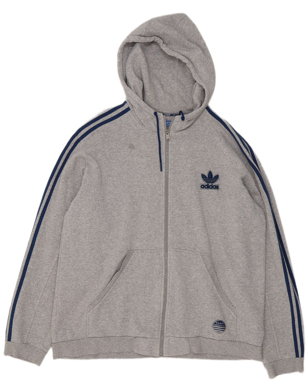 Maglione con cappuccio e zip da uomo Adidas 2XL cotone chiazzato grigio