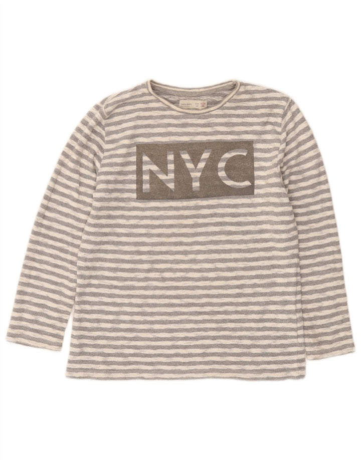 Top grafico Zara da bambino a maniche lunghe 9-10 anni in cotone a righe grigie