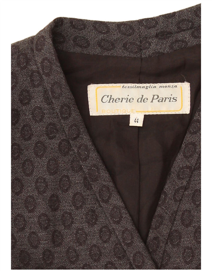 Giacca blazer vintage da donna con maniche a 3/4 IT 44 Grigio medio geometrico