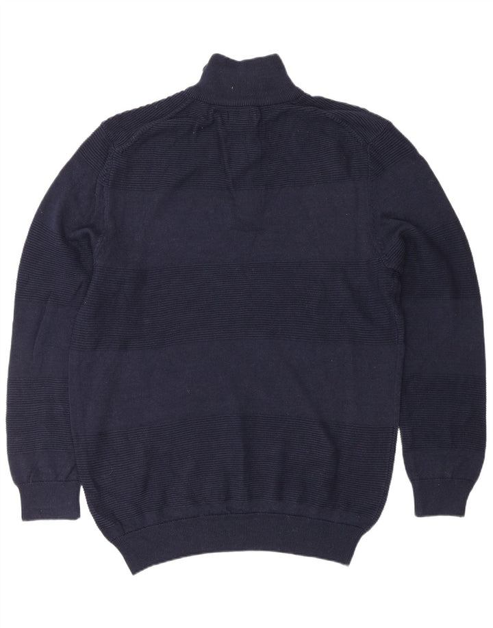 GANT Maglione da uomo con zip e collo grande in cotone blu navy