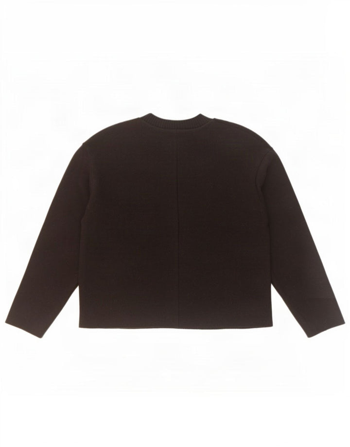 Maglione maglione girocollo oversize da donna Zara UK 10 piccolo poliestere nero