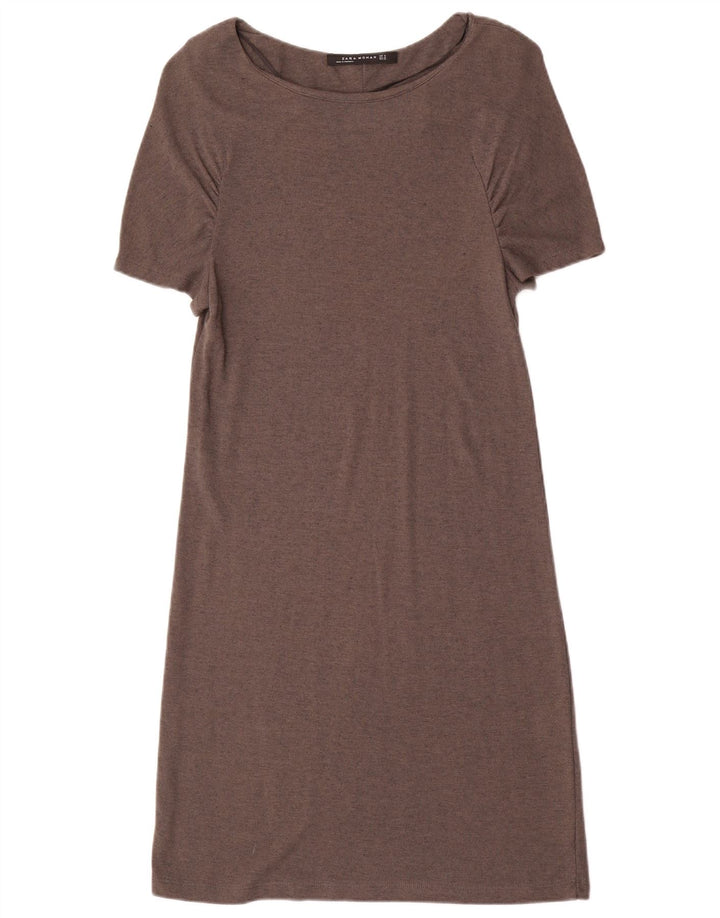 Abito T-shirt a pipistrello da donna Zara UK 12 Viscosa grigio medio