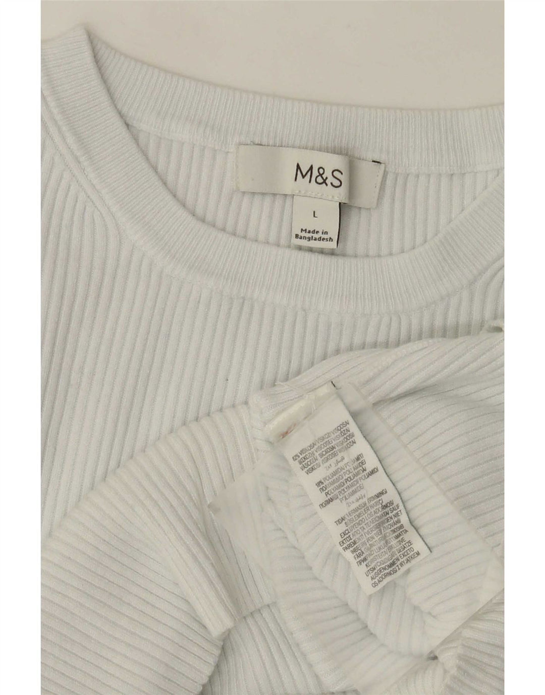 T-shirt da donna Marks & Spencer Top UK 14 Large bianca in viscosa