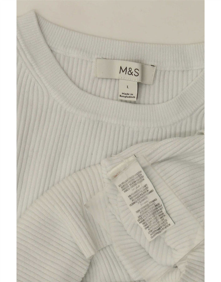 T-shirt da donna Marks & Spencer Top UK 14 Large bianca in viscosa