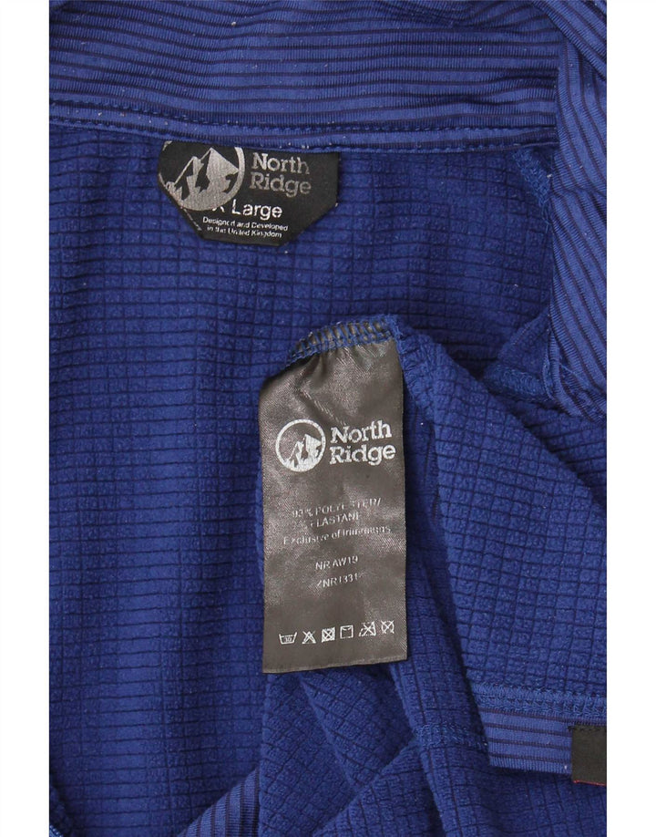 North Ridge Uomo Pullover con zip sul collo Tuta da ginnastica Top grande a righe blu