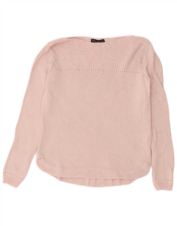 Maglione maglione oversize con scollo a barca da donna Marks & Spencer UK 10 piccolo rosa