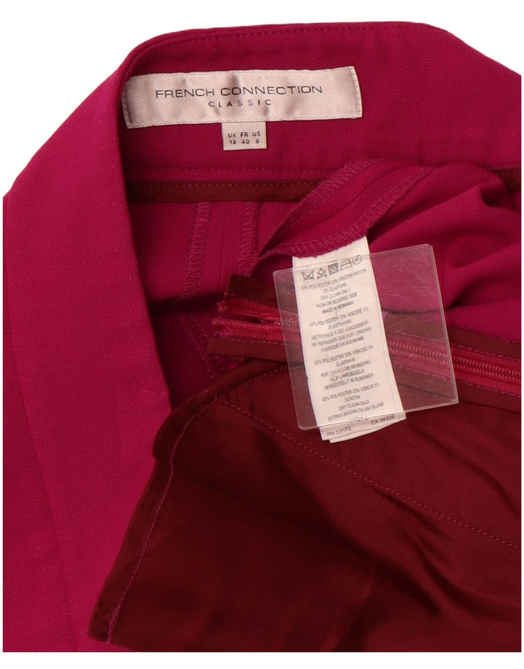 FRENCH CONNECTION Pantaloni casual con pegged da donna UK 12 Medium W32 L26 Rosa